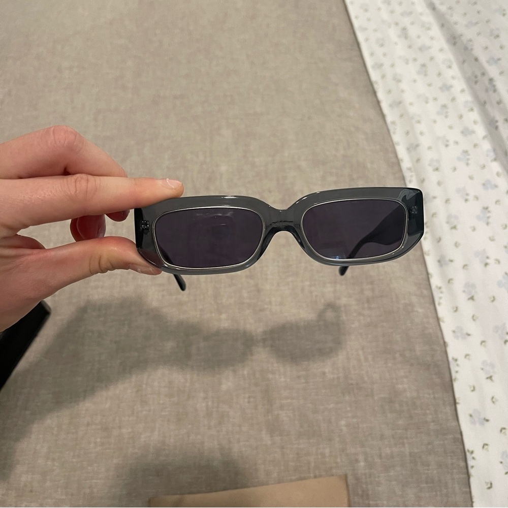Crap Eyewear Rectangular Gray Frame Sunglasses with Dark Lenses